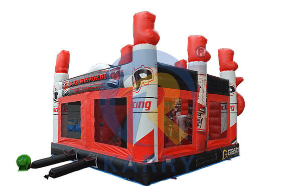 Bouncy Red 3D Racing Castle Slide Combo com inflável Bouncer Castle e logotipo personalizado