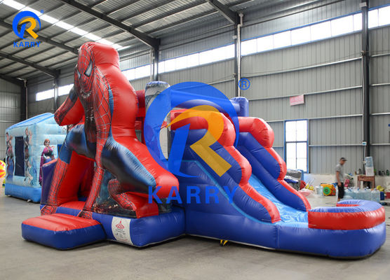 EN71/EN14960/CE Homem-Aranha certificado Casa de salto inflável com escorrega e piscina