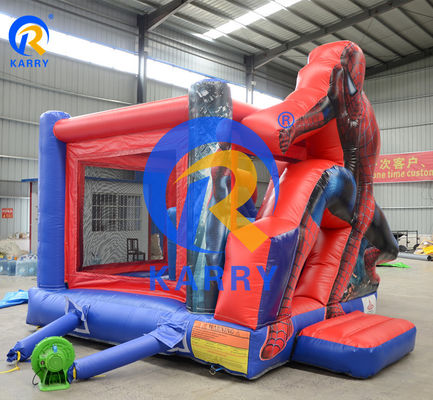 EN71/EN14960/CE Homem-Aranha certificado Casa de salto inflável com escorrega e piscina