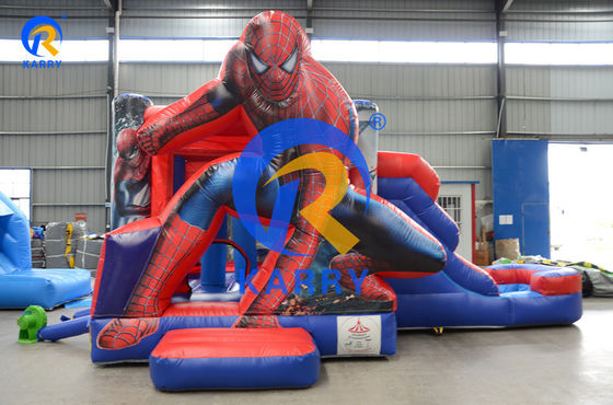 EN71/EN14960/CE Homem-Aranha certificado Casa de salto inflável com escorrega e piscina