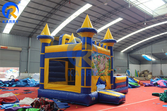 Salto inflável desenho animado castelo salto com casa de escorregador fora de obstáculo bouncer