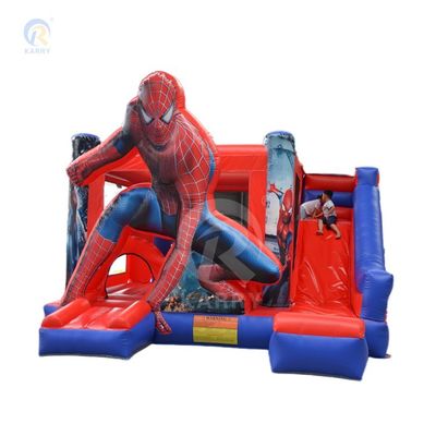 Unisex PVC inflável comercial Spiderman Casa de salto com ventilador de diapositivos incluído
