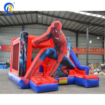 Unisex PVC inflável comercial Spiderman Casa de salto com ventilador de diapositivos incluído