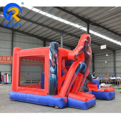 Unisex PVC inflável comercial Spiderman Casa de salto com ventilador de diapositivos incluído