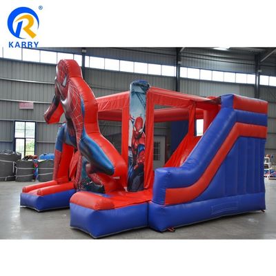 Unisex PVC inflável comercial Spiderman Casa de salto com ventilador de diapositivos incluído