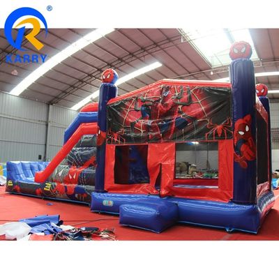 Castelo de salto inflável de cores personalizadas Homem-Aranha Castelo de salto com combinação de slide