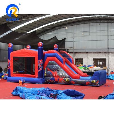 Castelo de salto inflável de cores personalizadas Homem-Aranha Castelo de salto com combinação de slide