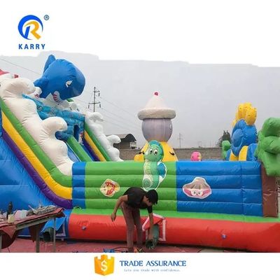 Certificado EN14960 Castelo e escorrega de salto inflável de PVC para a cidade de diversão dos animais marinhos