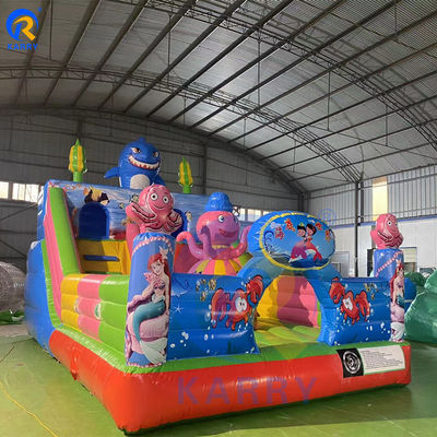 Certificado EN14960 Castelo e escorrega de salto inflável de PVC para a cidade de diversão dos animais marinhos