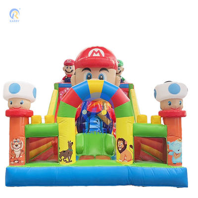 PVC desenho animado Mario tema inflável Amusement playground Bouncy Bouncer com slide
