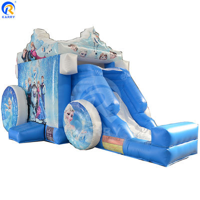 Carrinho de princesa congelado do favorito das meninas Slide de castelo inflável com sopro incluído
