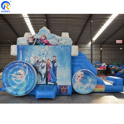 Carrinho de princesa congelado do favorito das meninas Slide de castelo inflável com sopro incluído