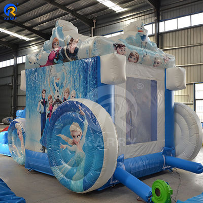 Carrinho de princesa congelado do favorito das meninas Slide de castelo inflável com sopro incluído