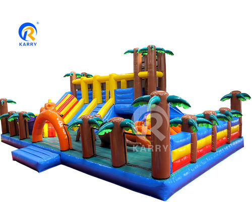 Parque de diversões Equipamento de jogo Dinossauro tema inflável Fun City Castle Slide Combo