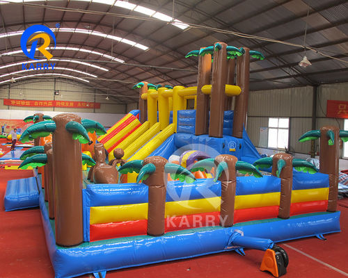 Parque de diversões Equipamento de jogo Dinossauro tema inflável Fun City Castle Slide Combo
