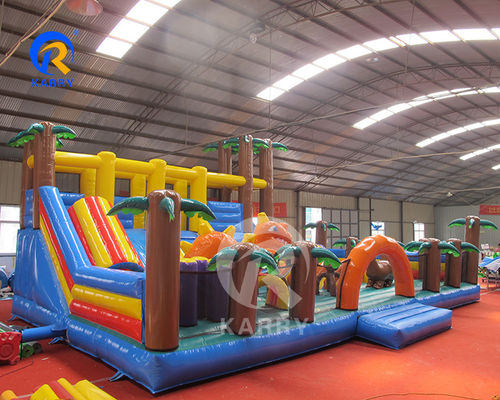 Parque de diversões Equipamento de jogo Dinossauro tema inflável Fun City Castle Slide Combo