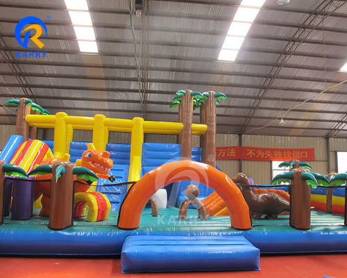 Parque de diversões Equipamento de jogo Dinossauro tema inflável Fun City Castle Slide Combo