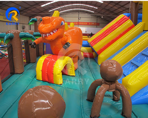 Parque de diversões Equipamento de jogo Dinossauro tema inflável Fun City Castle Slide Combo