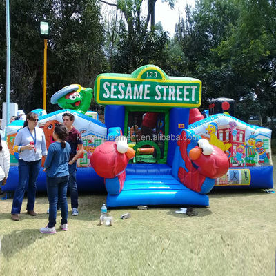 Dimensão personalizada Rua Sésamo Soldado inflável Castelo de saltos para 14 anos