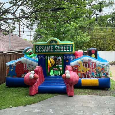 Dimensão personalizada Rua Sésamo Soldado inflável Castelo de saltos para 14 anos