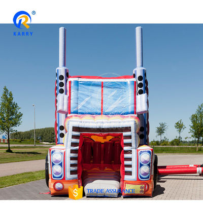 OEM aceitável inflável Grande Caminhão Vermelho Castelo Slide Combo para Crianças com sopro e deslizamento