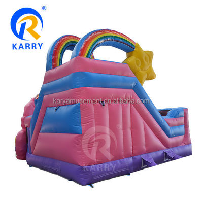 Outdoor Commercial Kid Obstáculo Toboggan Inflable Jump House Unicorn Rainbow Tema