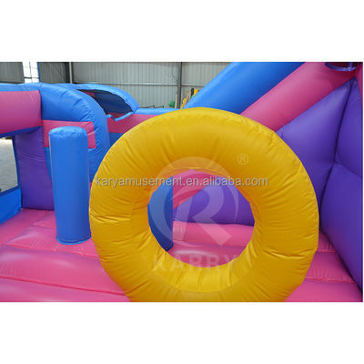Outdoor Commercial Kid Obstáculo Toboggan Inflable Jump House Unicorn Rainbow Tema