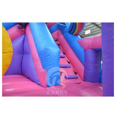 Outdoor Fun Commercial 0.55mm PVC Rainbow Unicorn Inflatable Bouncer com Slide Seco e Molhado