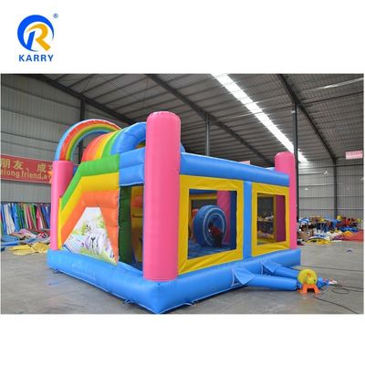 Casa de salto inflável de tema de unicórnio personalizado com porta-malas de playground divertida
