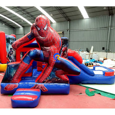 Capacidade máxima 100-500 kg Spiderman Casa de salto inflável com piscina de escorregamento e castelo