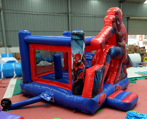 Capacidade máxima 100-500 kg Spiderman Casa de salto inflável com piscina de escorregamento e castelo