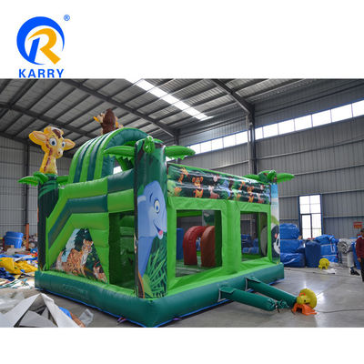 Impressão digital Jungle Adventure Inflatable Bounce House com Slide e Castle Combo