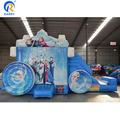14 anos de carro congelado inflável casa de salto com slide desenho animado popular castelo de salto