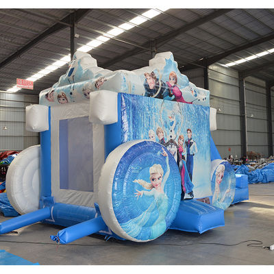 14 anos de carro congelado inflável casa de salto com slide desenho animado popular castelo de salto