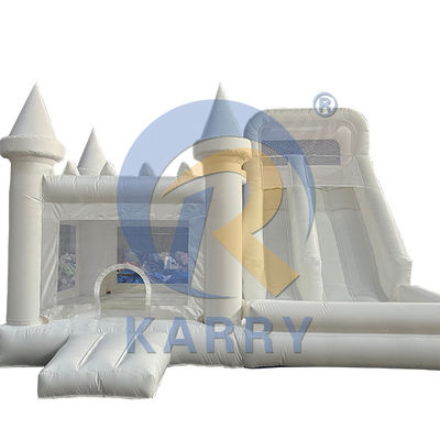 Comércio Piscina móvel Casa de salto de casamento branco com escorrega e sopro incluídos
