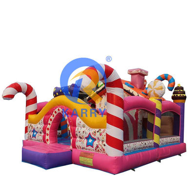 Jardim de Jogos para Crianças no Exterior Essential KARRY Inflável Candy House Combo Bouncer com Slide