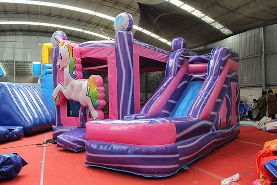 Tamanho personalizado Casas infláveis Casa de salto Slide de água com Rainbow Unicorn Design