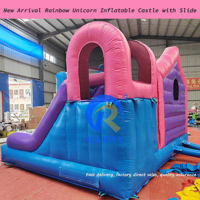 Tamanho personalizado Casas infláveis Casa de salto Slide de água com Rainbow Unicorn Design