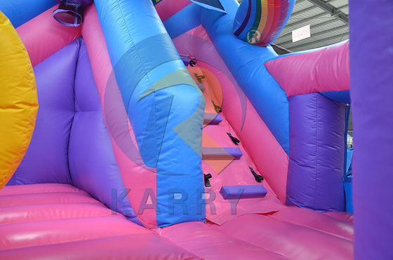 Rainbow Double Unicorn Air Trampoline Slide Inflatable Castle Combo H14ft para Eventos de Festa