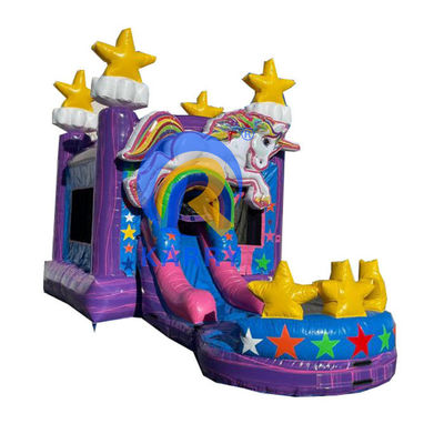 Carry 3 em 1 Jumper inflável Aluguer Unicorn Slide de água Combo para festa de aniversário