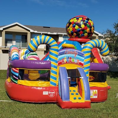 Kidzone comercial inflável Casa de doces tema Castelo Moonwalk Bouncer para casa