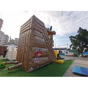Deslizamento combinado de trampolim inflável de cores personalizadas com castelo de salto de madeira e deslizamento