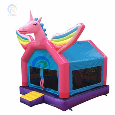 Commercial Rainbow Spotted Unicorn Inflatable Bouncy Castle Combo Slide Aceitável OEM