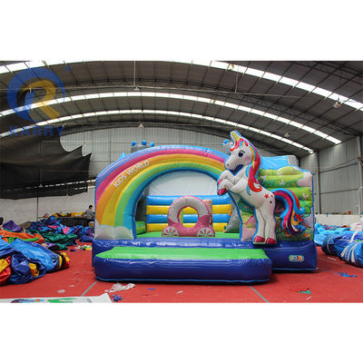 Dimensão personalizada 3D Rainbow Unicorn Castle combinação de deslizamento de água perfeito para festas