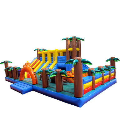 Casa de salto de palmeira personalizável com slide de salto húmido e seco com certificado EN14960