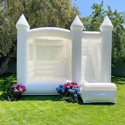 Outdoor Kids Party Must-Have Branco Inflável Casamento Bounce House com Slide
