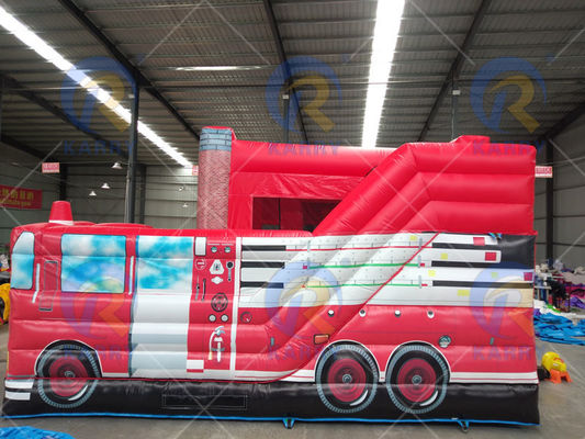 Unisex inflável do tema da estação de bombeiros casa de segurança com salto de slide combo