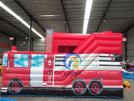 Caminhão de bombeiros Slide inflável Combo para aluguel de festas Faixa etária 14 anos até