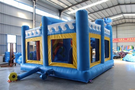 Parque de diversões ao ar livre Unisex 5*5m Commercial Inflatable Dolphin Bounce House com Slide