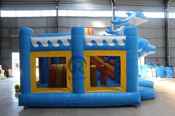 Parque de diversões ao ar livre Unisex 5*5m Commercial Inflatable Dolphin Bounce House com Slide